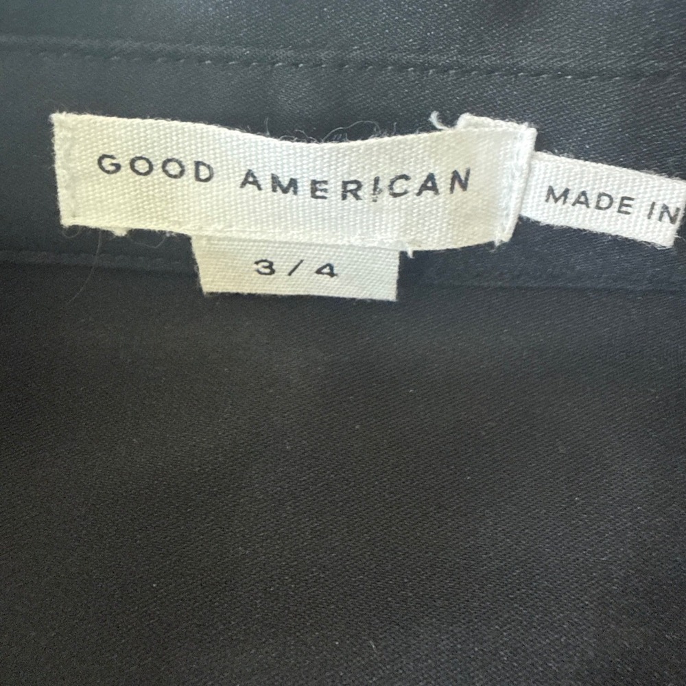 Good American TABBED POPLIN SHIRT GWT0108 BLACK001 Size 3/4 L/XL $125 - Picture 9 of 12